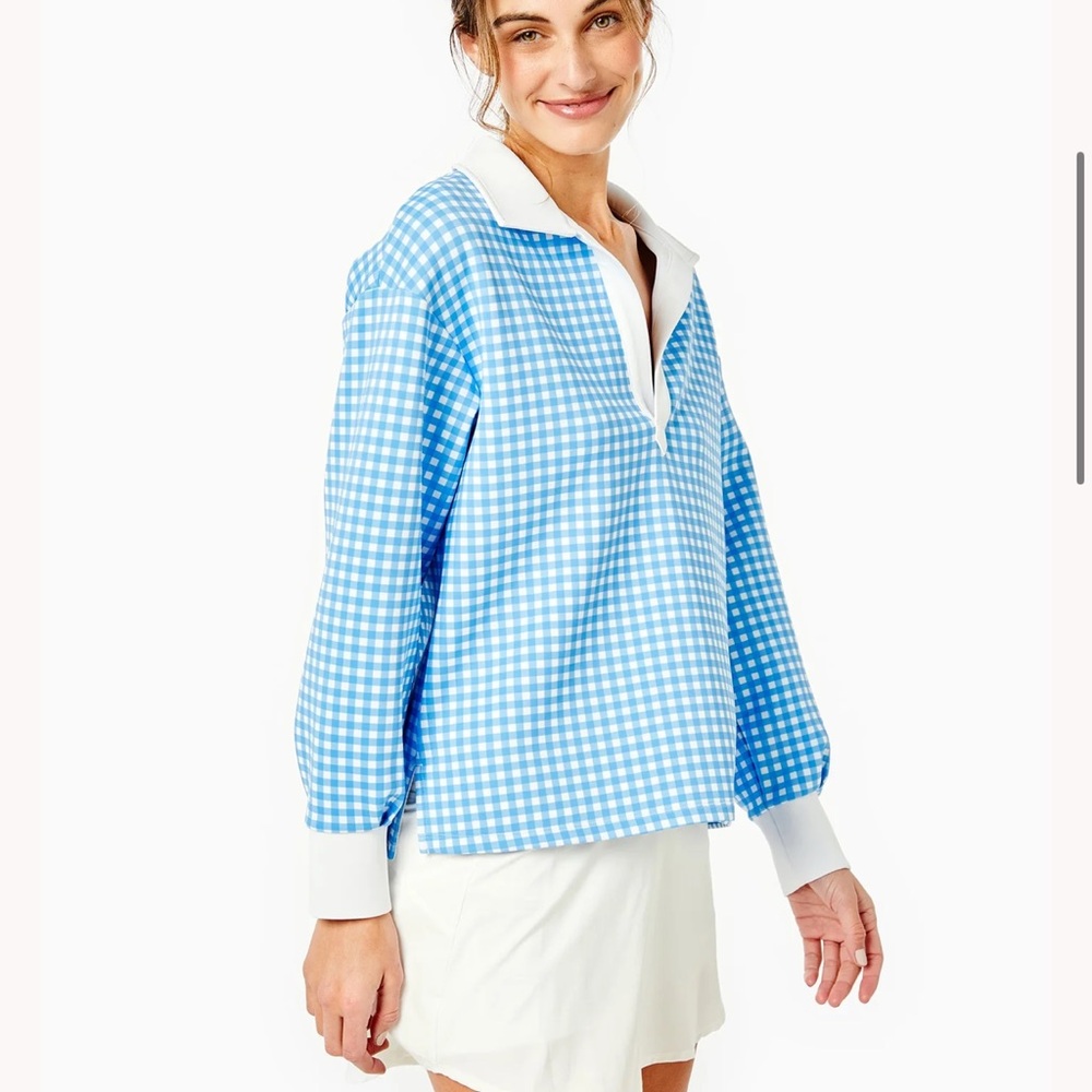 Addison Bay Gingham Easy Rugby Pullover size medium